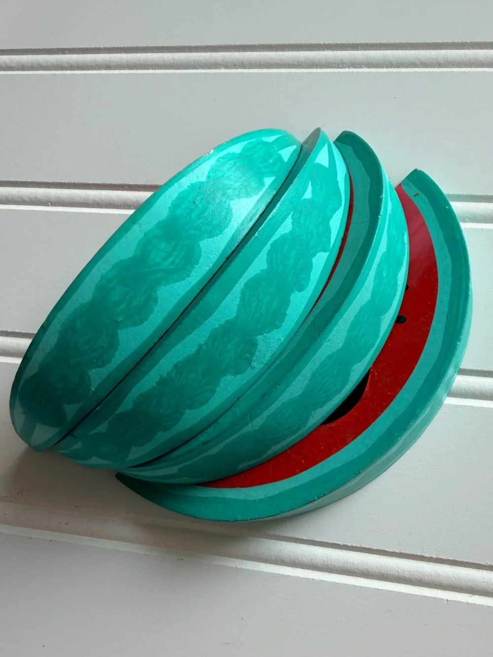 Hand-Painted Watermelon Wood Napkin Rings - Set of 4
